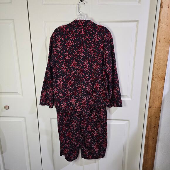 Victorias Secret PJs Sz M Coquette Romantic Indie Sleaze Black Red Heart Flannel - Picture 3 of 10